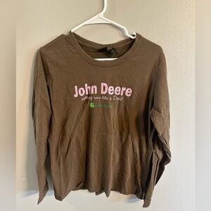 John Deere Brown Shirt with Pink Logo